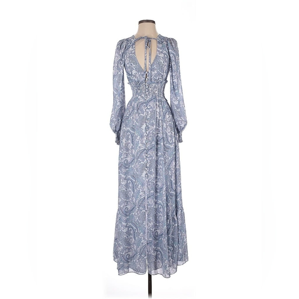For Love & Lemons Elegant Blue Paisley Maxi Dress